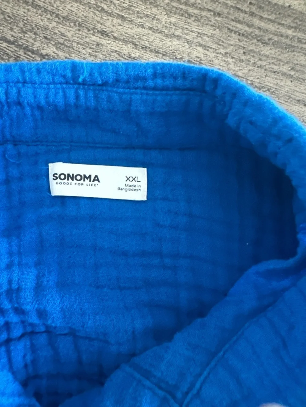 Women's Relaxed Blue Button-Down Cotton Gauze Shirt - Picture 7 of 10